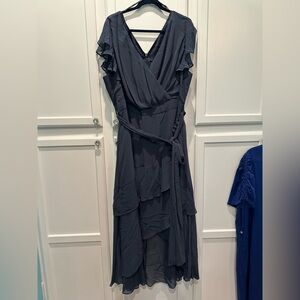 XL NWOT City Chic Navy Blue Asymmetrical Wrap Dress